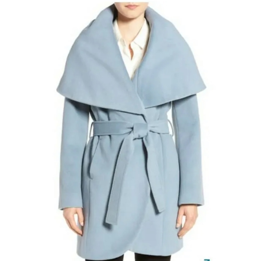 Tahari Light Blue Belted Coat